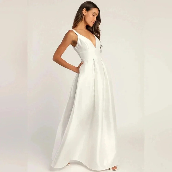 Lulus Ready For Romance Ivory Sleeveless Maxi Dress With Pockets Wedding - Picture 2 of 12